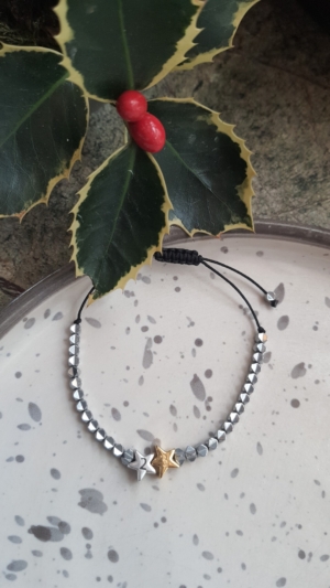 lucky charm 23 bracelet with silver/gold hematite